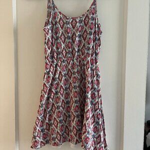 Multicolor patterned dress, A line